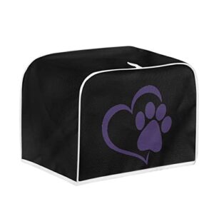 seanative toaster cover 4 slice, purple dog paw heart style bread toaster oven dustproof cover fingerprint protector