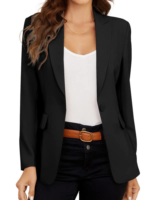 SIOKUY Women's Blazer, Stylish Blazer Jackets for Women, Perfect for Casual & Business Wear, Long Sleeve Blazers for Women (Black, M)