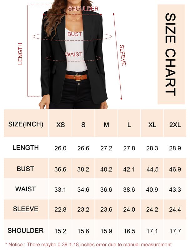 SIOKUY Women's Blazer, Stylish Blazer Jackets for Women, Perfect for Casual & Business Wear, Long Sleeve Blazers for Women (Black, M)