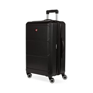 swissgear 8090 hardside expandable luggage with spinner wheels, black, checked-medium 24-inch