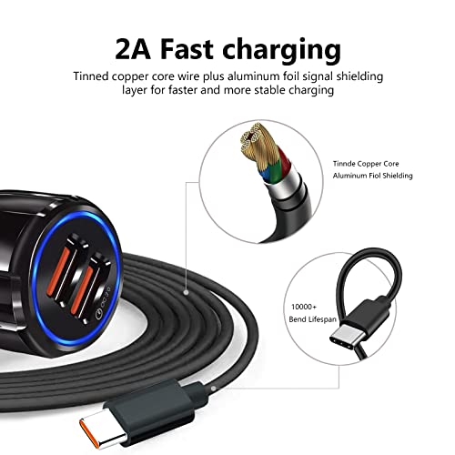 Fast Car Charger USB Type C Charging Cable Cord fit for TCL Flip Pro, Alcatel Go Flip 4, Cricket Icon 2/3 Icon 4,Ovation, Ovation 2, Sonim XP8 XP8800, Jitterbug Flip 2 Jitterbug Lively Smart 3 Phone