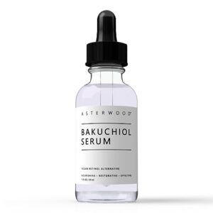 asterwood bakuchiol serum for face; retinol alternative, hydrating facial skin care product, plumping anti-aging face serum, anti-wrinkle serum 29ml/1 oz