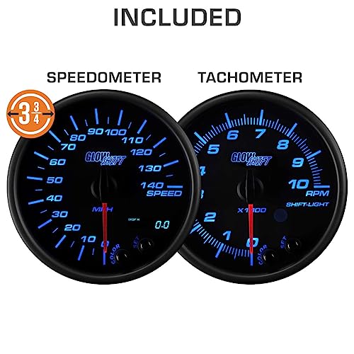 GlowShift 6-Gauge Cluster Package Compatible with Chevrolet Chevy K5 Blazer 1973-1991 - Black 7 Color Speedo, Tach, Oil Pressure, Water Temp, Fuel Level & Volt Gauges - Direct Fit Dashboard Panel Pod