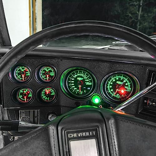 GlowShift 6-Gauge Cluster Package Compatible with Chevrolet Chevy K5 Blazer 1973-1991 - Black 7 Color Speedo, Tach, Oil Pressure, Water Temp, Fuel Level & Volt Gauges - Direct Fit Dashboard Panel Pod