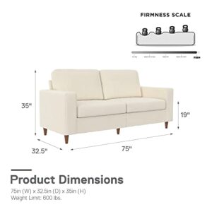 DHP Liah 3-Seater Sofa with Pocket Spring Cushions, Ivory