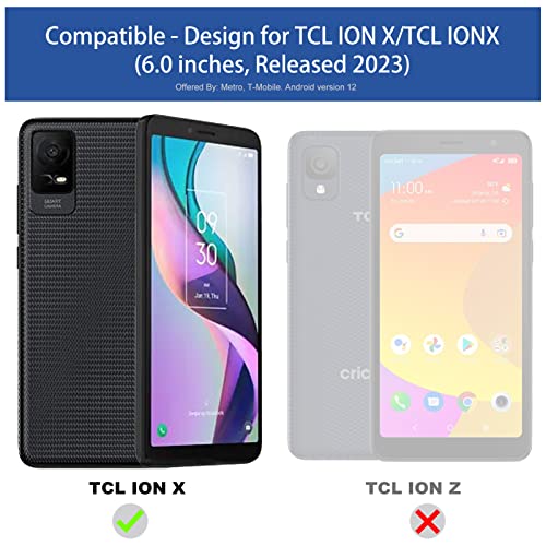 Ailiber for TCL ION V Case, TCL ION X Case with Screen Protector Tempered Glass, Adjustable Ring Kickstand, Anti-Scratch Microfiber Lining, Slim Silicone Shockproof Phone Cover for TCL IONV-Black