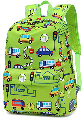 CAMTOP Backpack for Kids Boys Preschool Backpack with Lunch Box Toddler Kindergarten School Bookbag Set (Age 3-9,Car Printing)