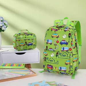 CAMTOP Backpack for Kids Boys Preschool Backpack with Lunch Box Toddler Kindergarten School Bookbag Set (Age 3-9,Car Printing)