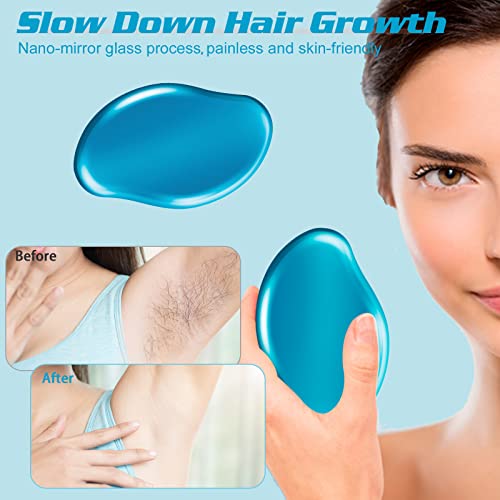Crystal Hair Eraser for Women and Men, Reusable Crystal Hair Remover Device Magic Painless Exfoliation Hair Removal Tool, Magic Hair Eraser for Back Arms Legs(Blue)