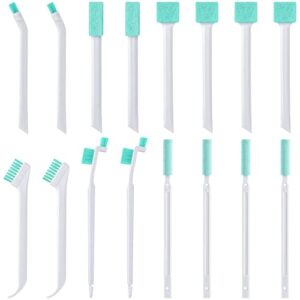 lumkew small cleaning brushes for small spaces, tiny household cleaning supplies tools, mini crevice cleaning brush scrub narrow corner nook track grooves bathroom kitchen home car detailing, 16 pcs