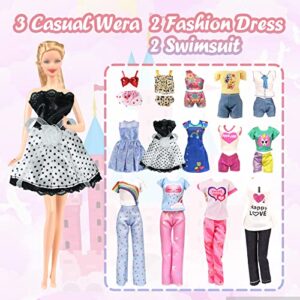 25 PCS Doll Clothes for 11.5 inch Girl Doll Including 3 Flower Dress 2 Seqien Dress 3 Casual Wear 2 Fashion Dress 2 Swimwear 10 Pair of Shoes Birthday for Girls Style in Random