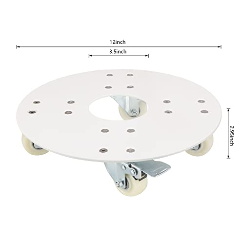 YUjieSTC Plant Stand with Wheels,3.0mm Thick Aluminum Alloy Heavy Duty Plant Caddy with Wheels, Rolling Plant Stand Holds 12 Inch and 500lbs（White）