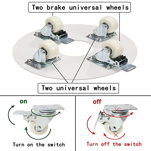 YUjieSTC Plant Stand with Wheels,3.0mm Thick Aluminum Alloy Heavy Duty Plant Caddy with Wheels, Rolling Plant Stand Holds 12 Inch and 500lbs（White）