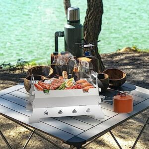 Onlyfire Portable Propane Gas Grill, Stainless Steel Camping Grill Detachable Tabletop BBQ Grill with Handles and Hose for Outdoor Cooking, Camping and Garden