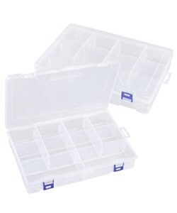 uxwuy plastic organizer box craft storage 10 grids box 2 pack compartment organizer box with dividers snackle box container thread organizer