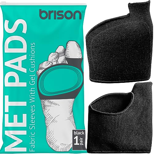 Brison Metatarsal Pads for Women and Men Ball of Foot Cushion - Gel Sleeves Cushions Pad - Fabric Soft Socks for Supports Feet Pain Relief (Beige) (Black)