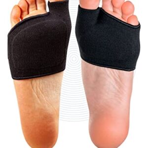 Brison Metatarsal Pads for Women and Men Ball of Foot Cushion - Gel Sleeves Cushions Pad - Fabric Soft Socks for Supports Feet Pain Relief (Beige) (Black)