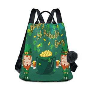 alaza happy saint patrick's day clover leaf women backpack anti-theft handbag purse travel bag fashion shoulder bags