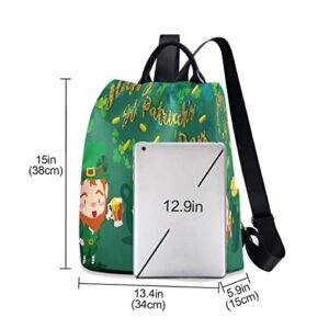 ALAZA Happy Saint Patrick's Day Clover Leaf Women Backpack Anti-theft Handbag Purse Travel Bag Fashion Shoulder Bags