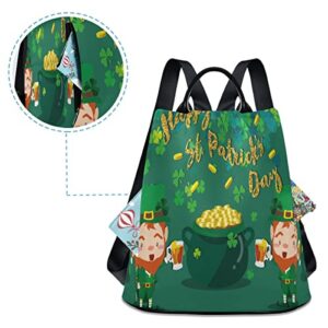 ALAZA Happy Saint Patrick's Day Clover Leaf Women Backpack Anti-theft Handbag Purse Travel Bag Fashion Shoulder Bags