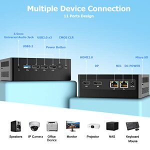 AWOW Mini PC Intel Gen12 N100 Quad Core 3.40GHz, 8GB DDR5 4800MHz 256GB M.2 SSD Windows 11 Pro Mini Desktop Computer, Micro PC Dual Display HDMI DP 4K@60Hz Dual Gigabit Ethernet, WiFi5/BT5.2/USB3.0