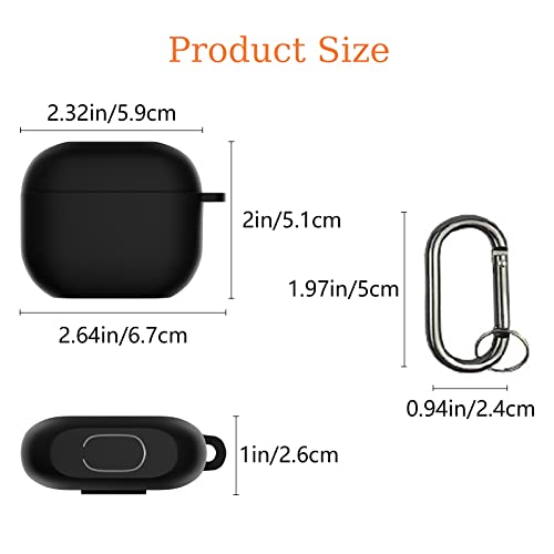 Geeice Airpods 3rd Generation Case with Cleaner kit, 2 in 1 Soft Silicone 2021 AirPods 3 Full Protective Cases Cover with Cleaning Pen and Keychain for Women Men Front LED Visible, Black