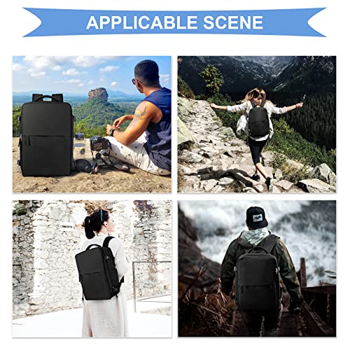 coowoz Black Travel Backpack For Women Men Airline Approved,Carry On Backpack,Large Hiking Backpack Waterproof Outdoor Sports Rucksack Casual Daypack Fit 15.6 Inch Laptop Backpack College Backpack
