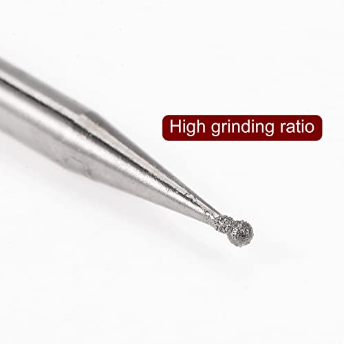 HARFINGTON 30pcs Diamond Grinding Burrs Carving Bits 1mm Ball Shape Head Mounted Point 1/8 Shank for Rotary Tool