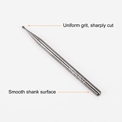 HARFINGTON 30pcs Diamond Grinding Burrs Carving Bits 1mm Ball Shape Head Mounted Point 1/8 Shank for Rotary Tool