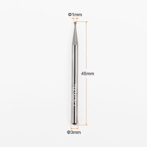 HARFINGTON 30pcs Diamond Grinding Burrs Carving Bits 1mm Ball Shape Head Mounted Point 1/8 Shank for Rotary Tool
