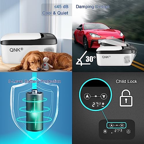 QNK 24QT(23L) Portable Car Refrigerator 12 Volt Mini Fridge Compressor Freezer RV Cooler For Camping Truck Van SUV Boat Party Trips w/App Control 100-240V AC & 12V/24V DC -4℉-68℉