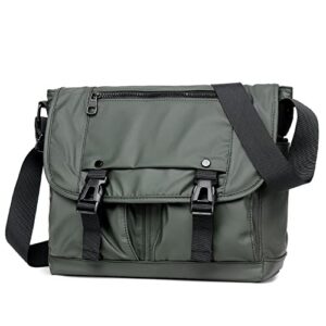 messenger bag for men, classic water-resistant crossbody shoulder bag medium size military green