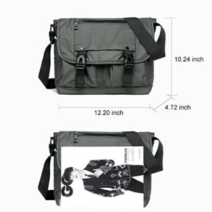 Messenger Bag for Men, Classic Water-Resistant Crossbody Shoulder Bag Medium Size Military Green