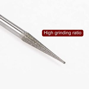 HARFINGTON 30pcs Diamond Grinding Burrs Carving Bits 3mm Pointed Type Head Mounted Point 1/8 Shank for Rotary Tool