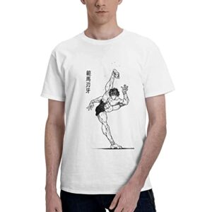 baki the grappler shirt mens anime casual fashion cotton crew neck short sleeve tops t-shirt summer for (men,man,mens) white