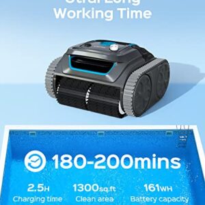 WYBOT High-end Cordless Wall Climbing Robotic Pool Cleaner with APP Mode, Smart Mapping Tech, Lasts 180mins, Automatic Pool Vacuum Robot with Powerful Suction, Fast Charging Fit for Inground Pools