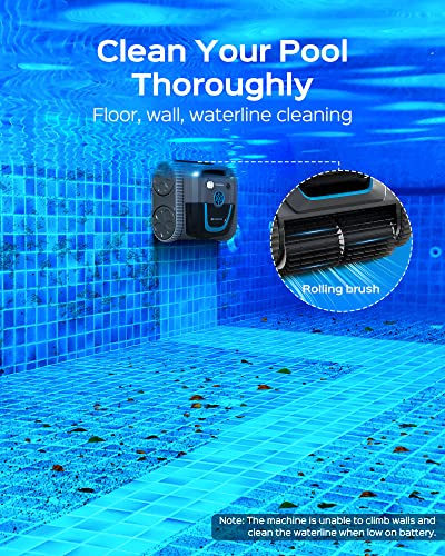 WYBOT High-end Cordless Wall Climbing Robotic Pool Cleaner with APP Mode, Smart Mapping Tech, Lasts 180mins, Automatic Pool Vacuum Robot with Powerful Suction, Fast Charging Fit for Inground Pools