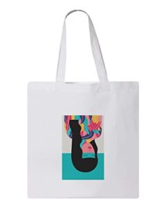 swimming of tears design, reusable tote bag, lightweight grocery shopping cloth bag, 13” x 14” with 20” handles