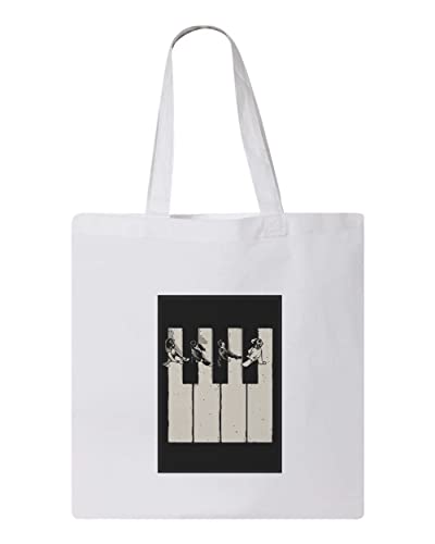 AESTHETIC WALK BY PIANO DESIGN, Reusable Tote Bag, Lightweight Grocery Shopping Cloth Bag, 13” x 14” with 20” Handles