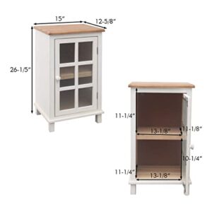 Parisloft Solid Wood Nightstand Bedroom Side Table End Table Living-Room,Farmhouse Cabinet Storage with 2 Shelves and 1 Glass Door, 26.2" H