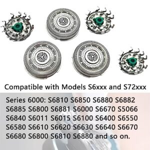 SH60/72 Replacement Shaving Head Blades Compatible with Philips Electric Shaver Razor Series 6000 S6850 S6810 S6820 S6880/81, OEM Upgraded SH60 Replacement Blades for Series 6000 Shaver Heads