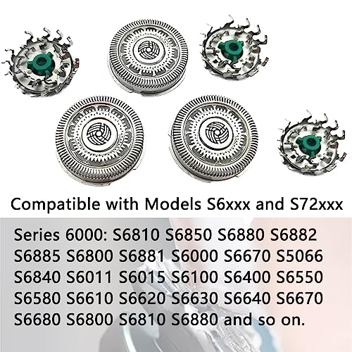 SH60/72 Replacement Shaving Head Blades Compatible with Philips Electric Shaver Razor Series 6000 S6850 S6810 S6820 S6880/81, OEM Upgraded SH60 Replacement Blades for Series 6000 Shaver Heads