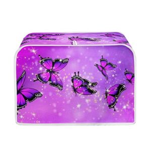 gomyblomy purple butterflies toaster cover polyester 4 slice toaster appliance dust- proof cover for kitchen appliance dust and fingerprint protection
