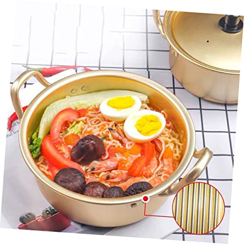 Housoutil Korean Ramen 1 Set Instant Noodle Pot Ramen Pot with Lid Pan with Lid Korean Noodle Pot Ramen Noodle Pot Sauce Pan Aluminum Tool Quick Heat Golden Ramen Cookware Ramen Cooker