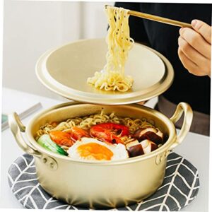 Housoutil Korean Ramen 1 Set Instant Noodle Pot Ramen Pot with Lid Pan with Lid Korean Noodle Pot Ramen Noodle Pot Sauce Pan Aluminum Tool Quick Heat Golden Ramen Cookware Ramen Cooker