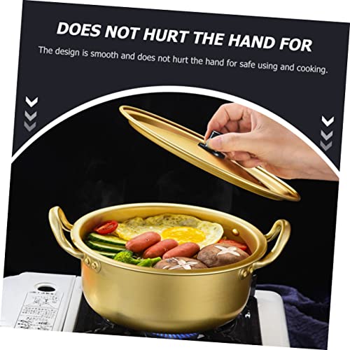 Housoutil Korean Ramen 1 Set Instant Noodle Pot Ramen Pot with Lid Pan with Lid Korean Noodle Pot Ramen Noodle Pot Sauce Pan Aluminum Tool Quick Heat Golden Ramen Cookware Ramen Cooker