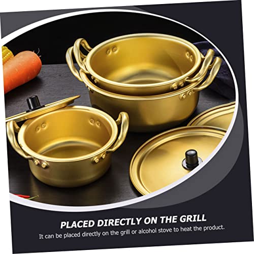 Housoutil Korean Ramen 1 Set Instant Noodle Pot Ramen Pot with Lid Pan with Lid Korean Noodle Pot Ramen Noodle Pot Sauce Pan Aluminum Tool Quick Heat Golden Ramen Cookware Ramen Cooker