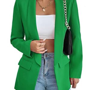 Perbai Women's Long Sleeve Open Front Blazer Casual Shawl Collar OL Work Office Suit Jacket(Green-XS)