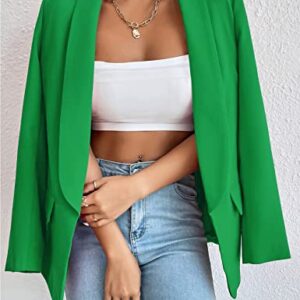 Perbai Women's Long Sleeve Open Front Blazer Casual Shawl Collar OL Work Office Suit Jacket(Green-XS)