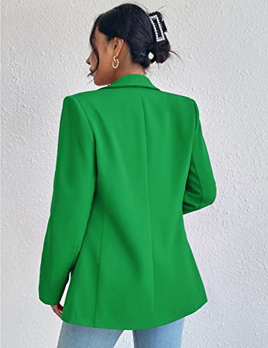 Perbai Women's Long Sleeve Open Front Blazer Casual Shawl Collar OL Work Office Suit Jacket(Green-XS)